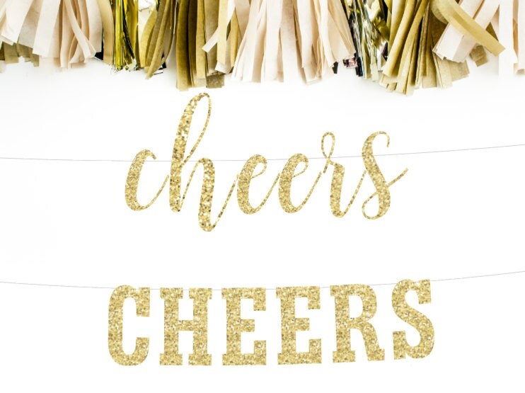 Cheers Banner Gold Cheers Banner Cheers Sign Cheers