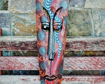 Indonesian Hand Carved Hand Stippled Dragon Mask