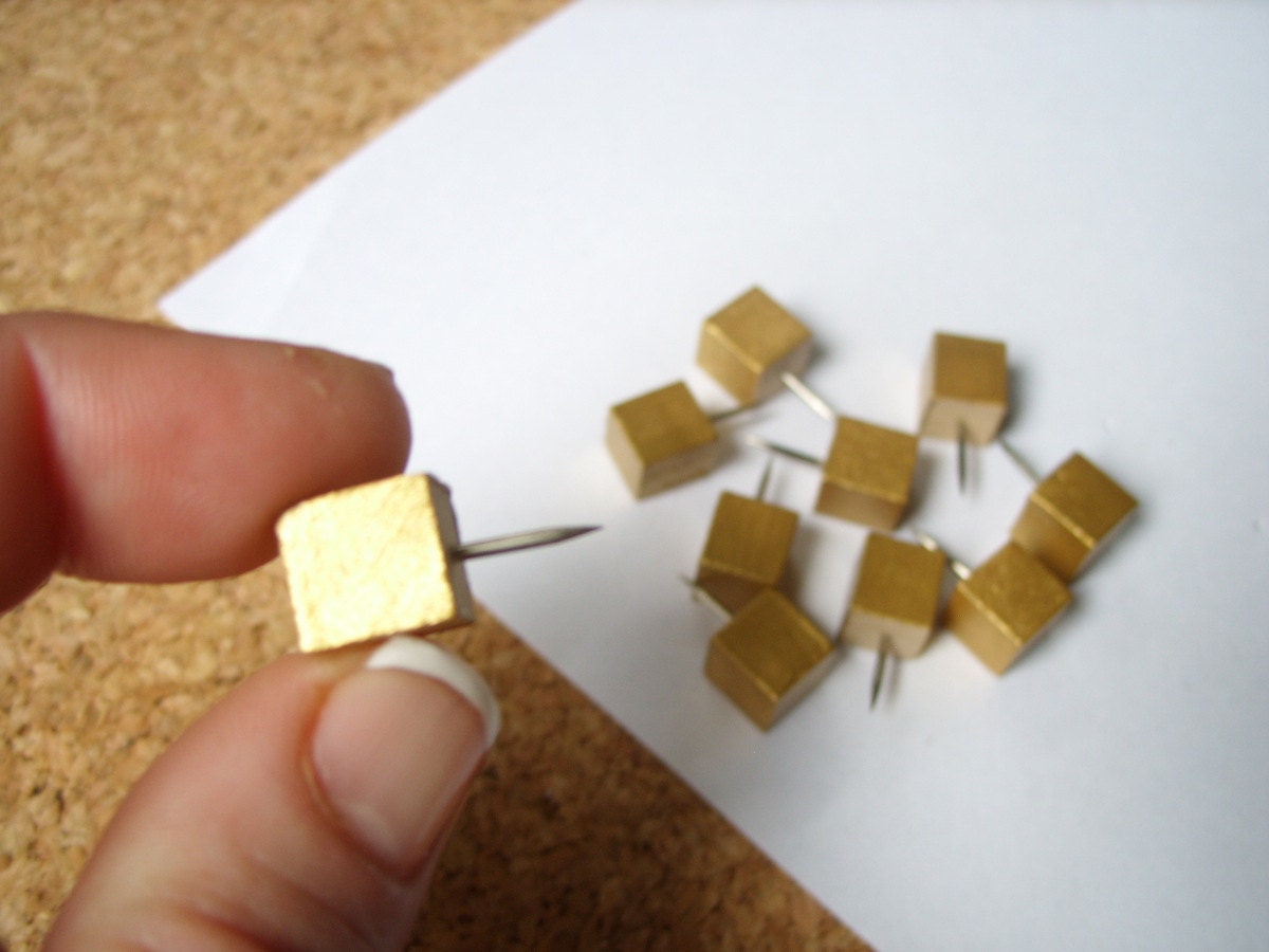Square Gold Push Pins Decorative Tacks Gold Desk Accessory