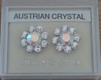 Vintage sterling silver Austrian crystal earrings