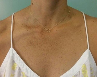 Tiny Gold necklace, Tiny Circle, Everyday Necklace, Layering necklace, gold fill, tiny necklace, tiny charm, Dainty, Tiny Gold Necklace