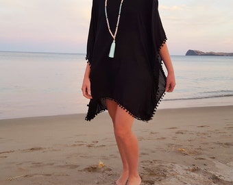 Missy Plus Bohemian Hand Beaded Silk Long Maxi Caftan Dress Beach Coverup Kaftan