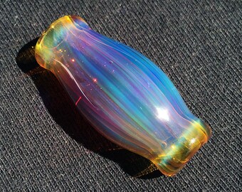 Heady Colorful Borosilicate Glass Lampwork Amber Purple Dread Bead