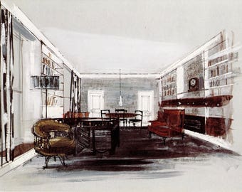 Architectural Drawing Book Plate of Office. 1960.
