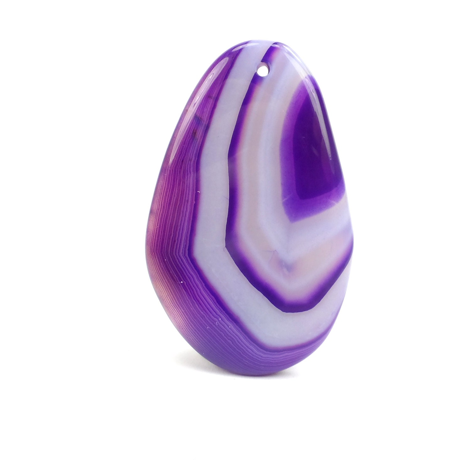 Purple and White Onyx Agate Pendant Purple Gemstone Focal