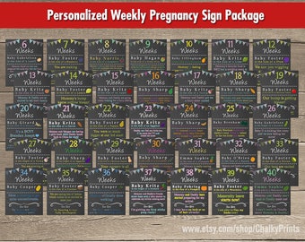 Weekly Pregnancy Chalkboard, Pregnancy Countdown, Baby Countdown, Printable & Personalized, Pregnancy Chalkboard