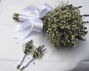 Baby's Breath Bridal Bouquet, Wedding Bouquet, Bridesmaid Baby's Breath Flowers, Dried Baby's Breath Bouquet, Dried Flowers, Field Wedding