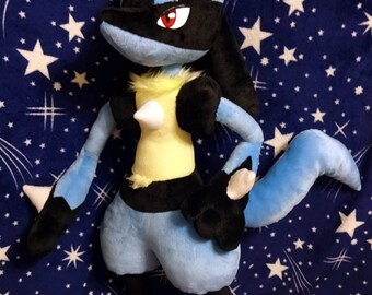 Pokemon inspired life size Lucario plush (~125 cm tall) plushie made of minky, customizable (see description)