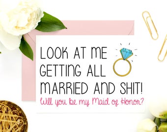 Funny Bridesmaid Card, Funny Asking Cards, Bridesmaid Proposal, Bridal Party, Be My Bridesmaid, Bridesmaid Gift, Proposal Cards