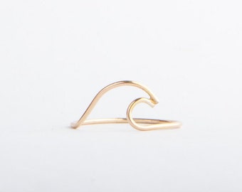 Wave Ring, 14k Gold Filled or Sterling Silver, Beach Jewelry, Handshaped, Ocean Jewelry, Nature
