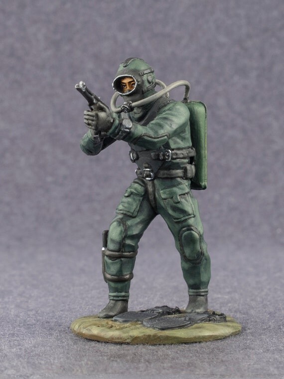 Toy Action Figures USSR Navy Diver Warrior Hand Painted Toy Soldier