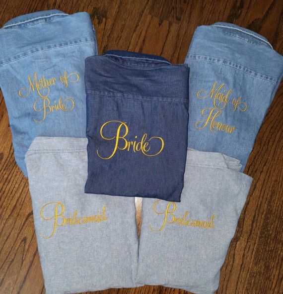 Monogrammed Denim Shirt for Brides/ Bridesmaids/ Beach Cover Up