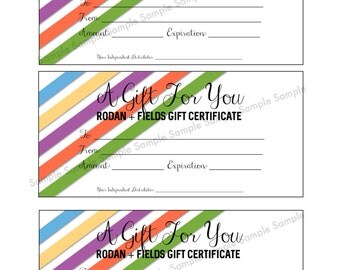 Rodan + Fields Gift Certificate - Printable - Immediate Download - Gift For You