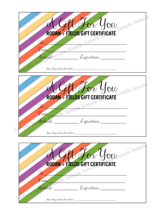 Rodan Fields Gift Certificate Printable Immediate