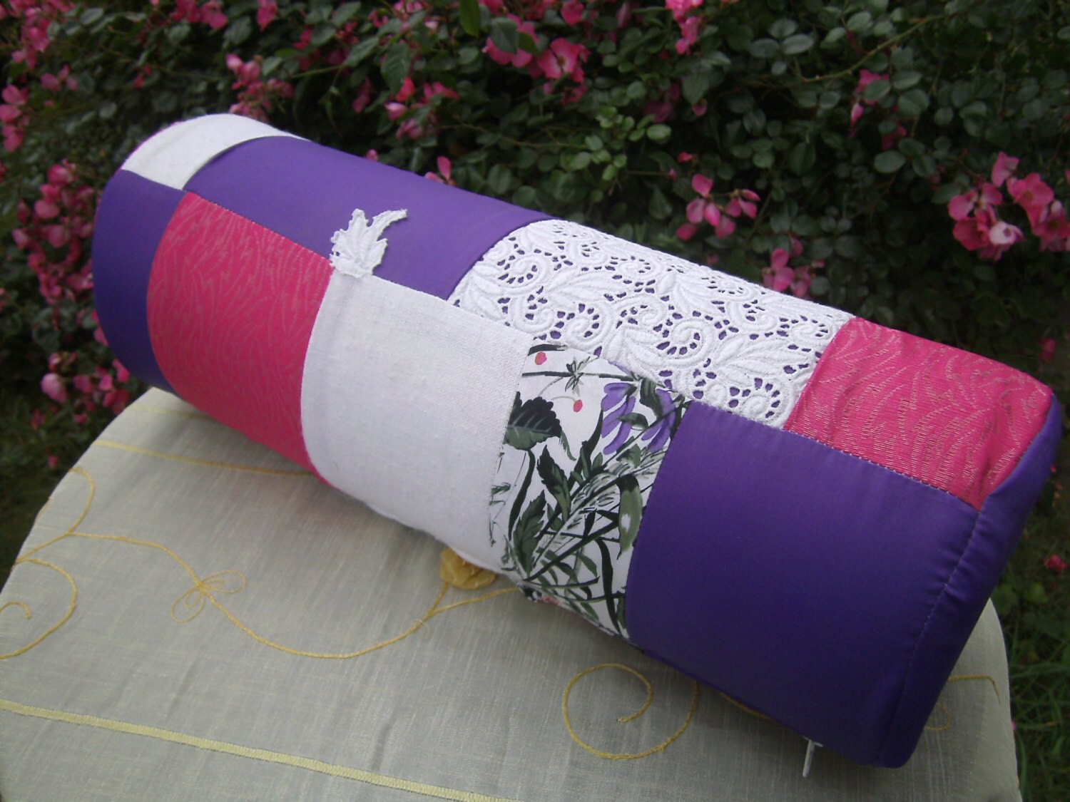 pink Bolster Patchworkpillow handmade Pillow Decopillow