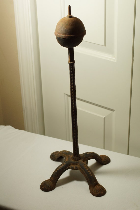 Antique Cast Iron Weathervane Stand Base & Ball Ornate Stand