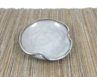 Spoon Rest, Hand Made Ceramic Spoon Rest, Teabag Holder in Grey, Kitchen Pottery, Rustic Ceramic Dish, Stovetop Pottery, Ready to Ship