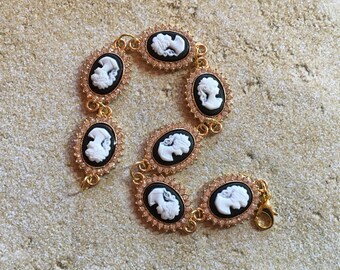 Rhinestone Cameo Bracelet, Cameo Bracelet, Rhinestone Bracelet, Gift For Her