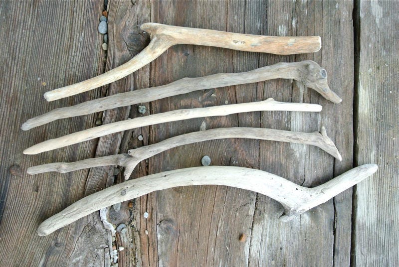 Driftwood Sticks, 5pcs, 9" 11", Small Driftwood Pieces, Genuine