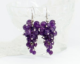 Amethyst earrings Purple earrings Cluster earrings Statement jewelry Christmas gifts for sister birthday gifts for girlfriend gift women
