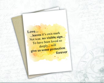 harry potter gift card JK Rowling Quote love Dumbledore book lover gift harry potter wedding collectible love quote