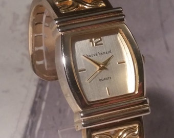 Women's Bracelet Watch, Gold Vintage Watch, Gold Wrap Watch, Gold Leaf Watch. Retro Women's Watch. Retro Ladies Watch. Havre Bernard, Gold