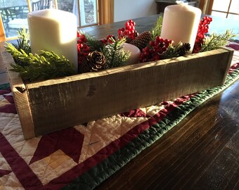 Rustic Wood Centerpiece, wedding centerpiece, reclaimed wood box, holiday centerpiece, wood planter box, table centerpiece