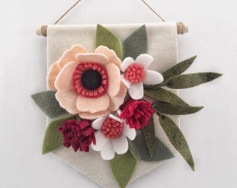 Flower - Handmade Felt & Beadwork Wall Hanging main image 1