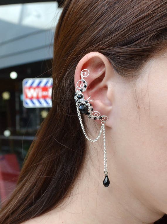 Non pierced ear cuff Black ear cuffs Cartilage earcuff clip