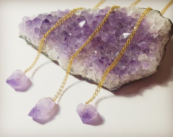 Crystal necklace, Raw amethyst necklace, Amethyst necklace, Crystal pendant necklace,Gift for her, Healing crystal, February birthstone