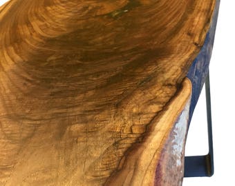 Black Walnut Live Edge Coffee Table on American Stainless Steel Strap Legs