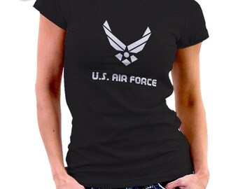 US AIR FORCE black T-shirt for women Tshirt 049 • Patriots •