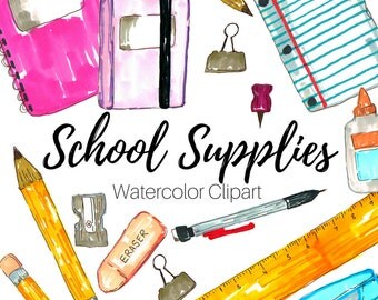 School Clip Art - School Supplies Clip Art - Hand Drawn Clip Art - Back To School - Commercial Use