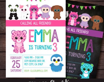 Beanie Boo Birthday Invitation, Beanie Boo Birthday Party, Printable Invitation, DIGITAL Invite