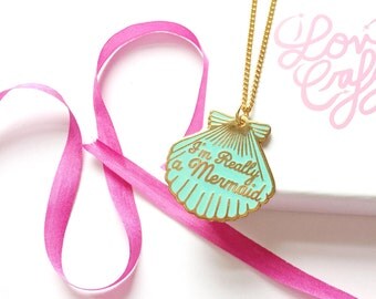 Mermaid, Mermaid gifts, Turquoise necklace, Mermaid jewelry, gifts for her, turquoise jewelry, enamel jewelry, beach jewelry