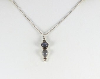Sterling Silver Moonstone Necklace 16 inch Chain