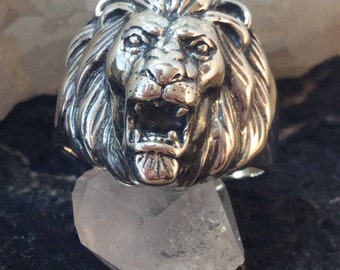 Lion Ring Sterling Silver Lion's Head Ring FREE U.S. Shipping FREE Gift Box Men's Rings Women's Rings Unisex Nature and Animal Jewelry Rings