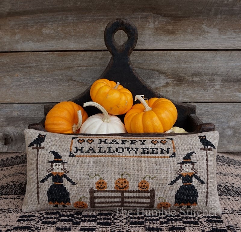 Happy Halloween...Primitive Cross Stitch Pattern By The Humble