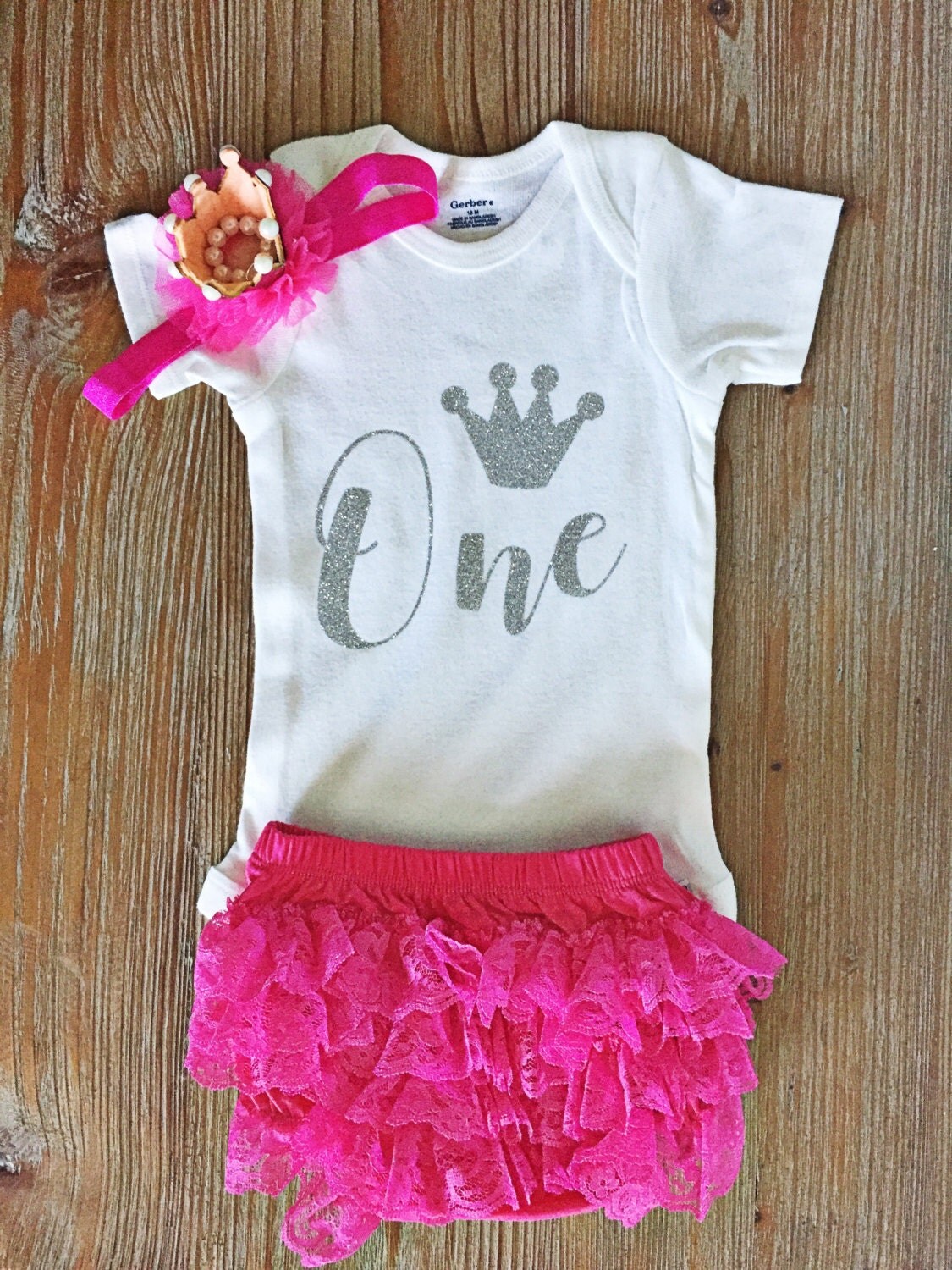 Turning One Onesie with Crown Ready to Ship // Birthday