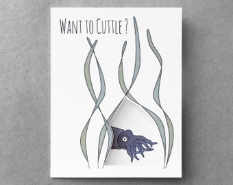 Funny anniversary | Funny love card | Pun card | Cute anniversary card | Boyfriend card | Husband card | Cuttlefish card | Cuddle card