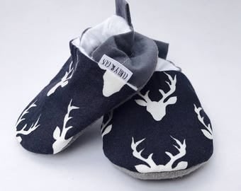 Blue Deer Baby Shoes, Baby Boy Shoes, Soft Sole Baby Shoes, Baby Slippers, Baby Booties, Baby Moccasins, Crib Shoes, Toddler Slippers