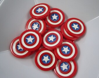 NEW Captain America shield flat back resin cabachon scrapbook hair bow center