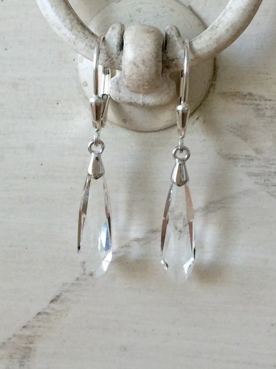 Swarovski Crystal Raindrop Earrings, Sterling Silver