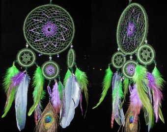 Dreamcatcher "Happy New Year" \ Large Dream catcher \ attrape reves \ Traumfanger \ Acchiappasogni \ blue mobile \ Wall Hangings \ Decor