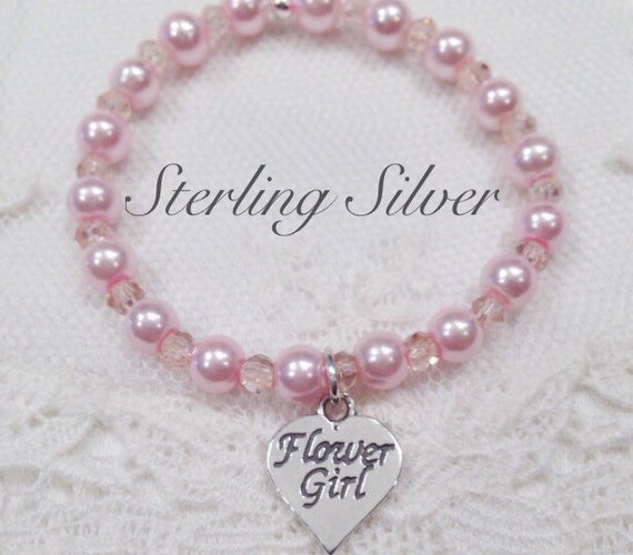 Flower Girl bracelet with and without Sterling Silver Charm