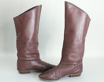 Womens 6.5 Tall Brown Leather Winter Boots