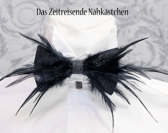 Bow tie with feather trim - Party, Gothic, Wedding