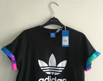 Unisex Authentic Adidas Originals Custom Cut & Sew Neon Tie dye Cuff Tee XS-XXL