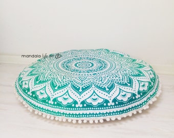 Meditation Cushion Poufs Floor Cushion Seating Floor Pillow Meditation Pillowcase Mandala Round Cushion FILLER NOT INCLUDED