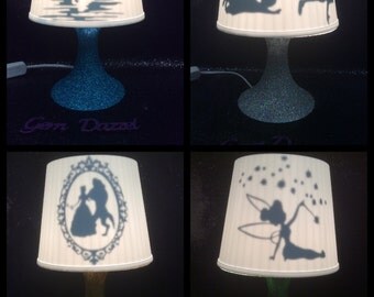 Disney inspired siluette beauty &the beast, little Mermaid ,tinkerbell , Peter Pan lamps wedding birthday